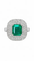 Anel Couronne Ouro Branco Esmeralda