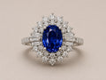 Anel Couronne Ouro Branco Safira
