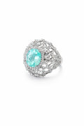 Anel Dentelle Ouro Branco Turmalina Paraiba