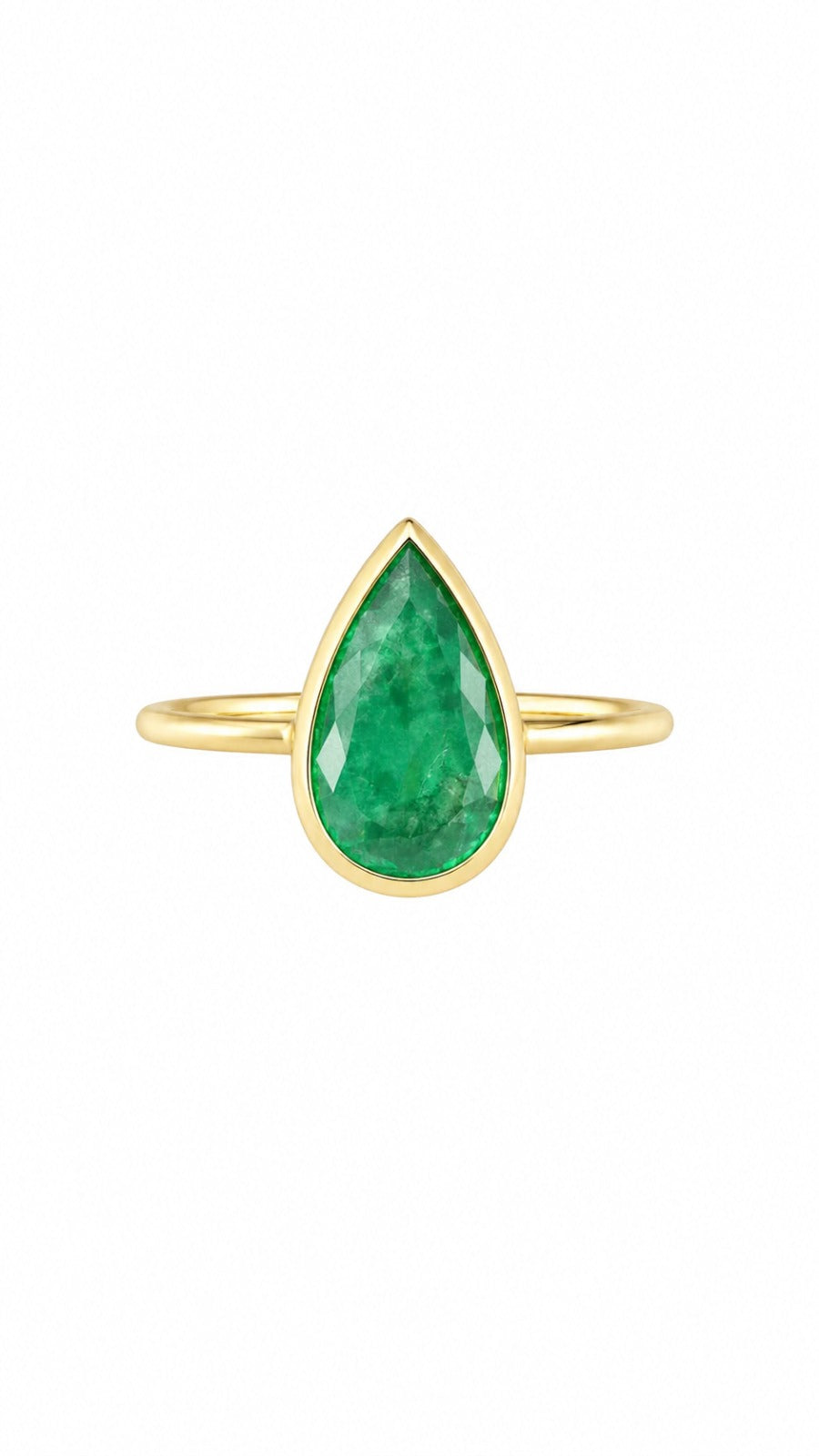Anel Goutte Ouro Amarelo Esmeralda