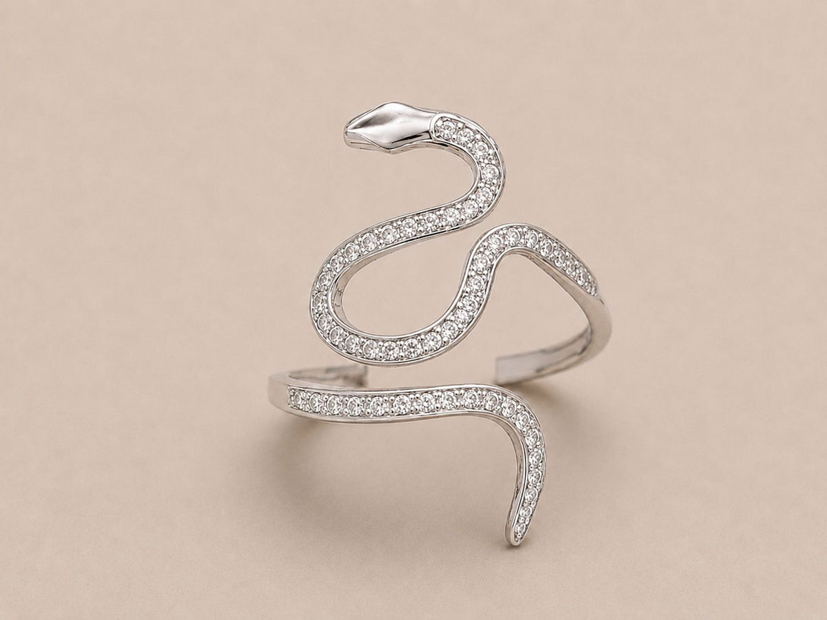 Anel Serpent Ouro Branco Diamante
