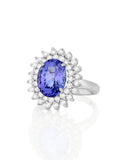 Anel Tanzanita oval com brilhantes