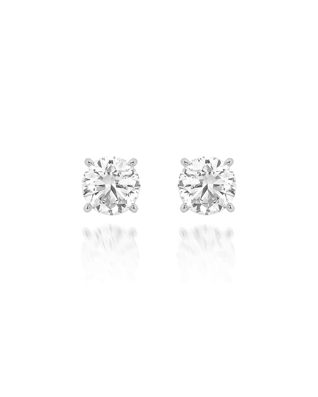 Brinco Solitaire Ouro Branco Diamante