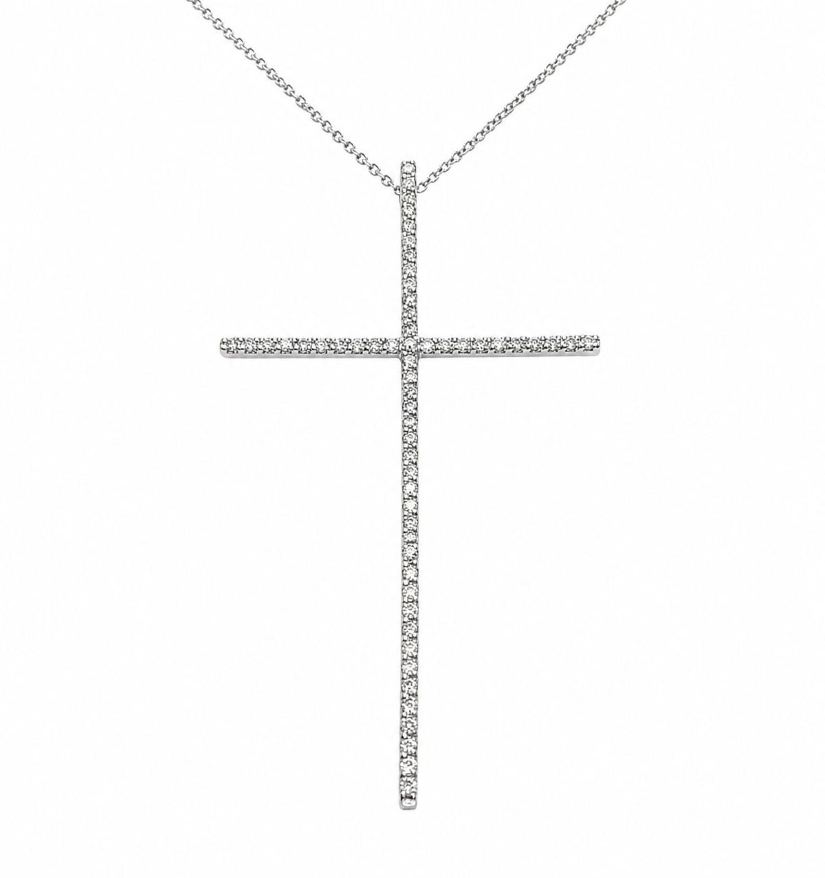 Colar Croix Ouro Branco Diamente