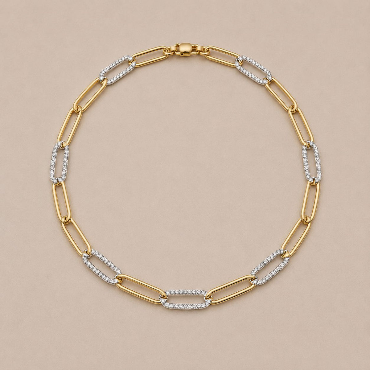 Colar Maillon Ouro Branco Diamentes
