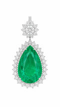 Pingente Rosace Goutte Ouro Branco Esmeralda