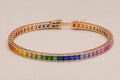 Pulseira Rivière Carré Ouro Amarelo Safira Colors