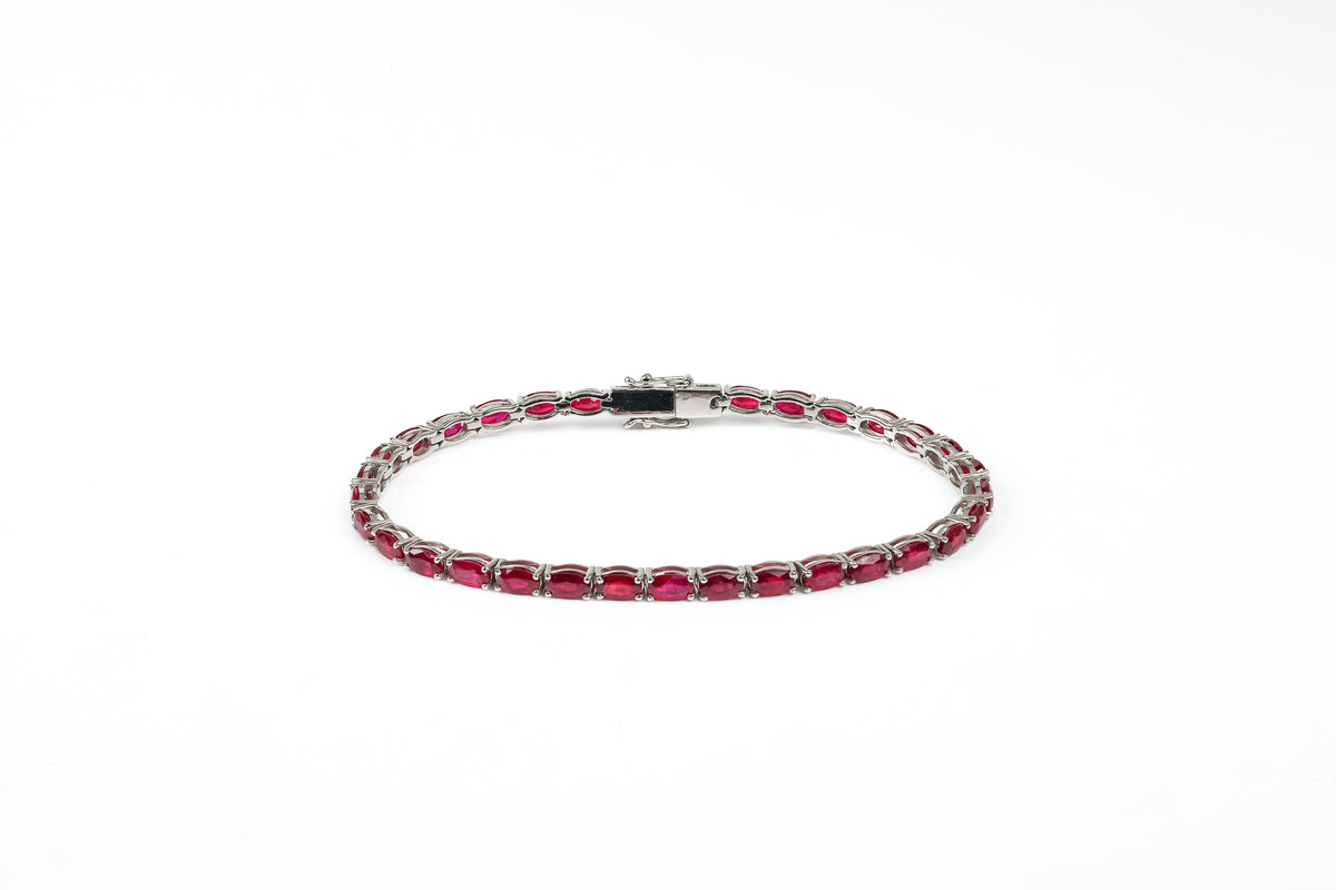Pulseira Rivière Oval Ouro Branco Rubi