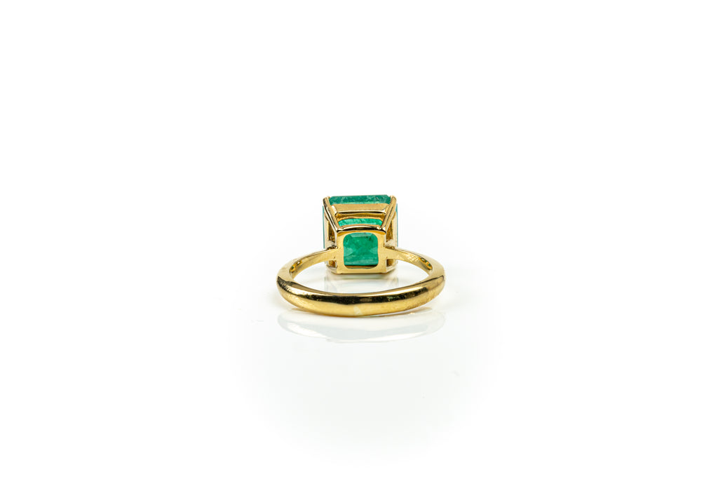 Anel Rectangle Ouro Amarelo Esmeralda