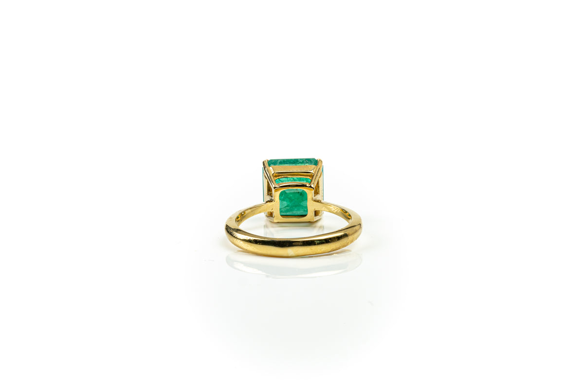 Anel Rectangle Ouro Amarelo Esmeralda