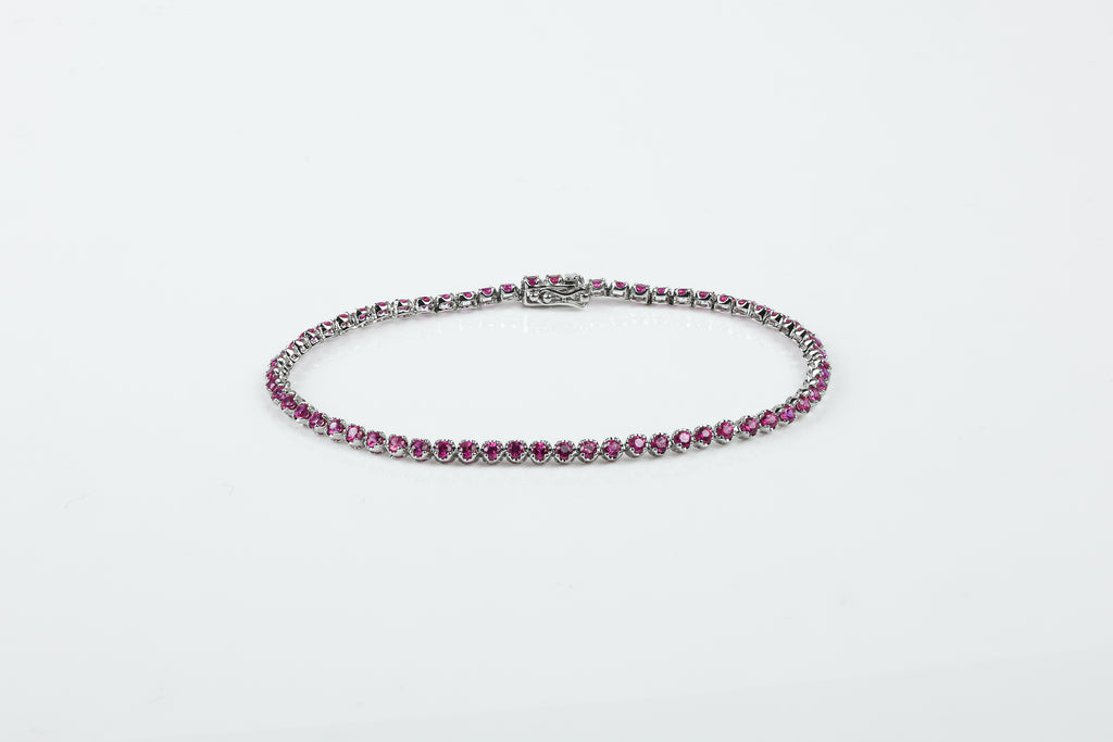 Pulseira Rivière Classique Ouro Branco Rubi