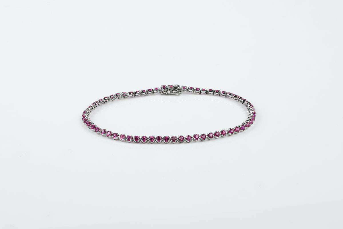 Pulseira Rivière Classique Ouro Branco Rubi