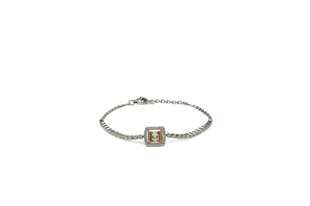 Pulseira Cadre Ouro Branco e Amarelo Diamantes