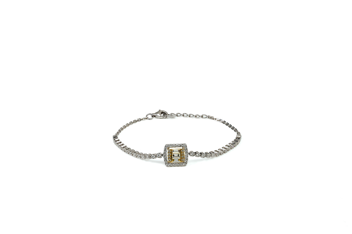 Pulseira Cadre Ouro Branco e Amarelo Diamantes