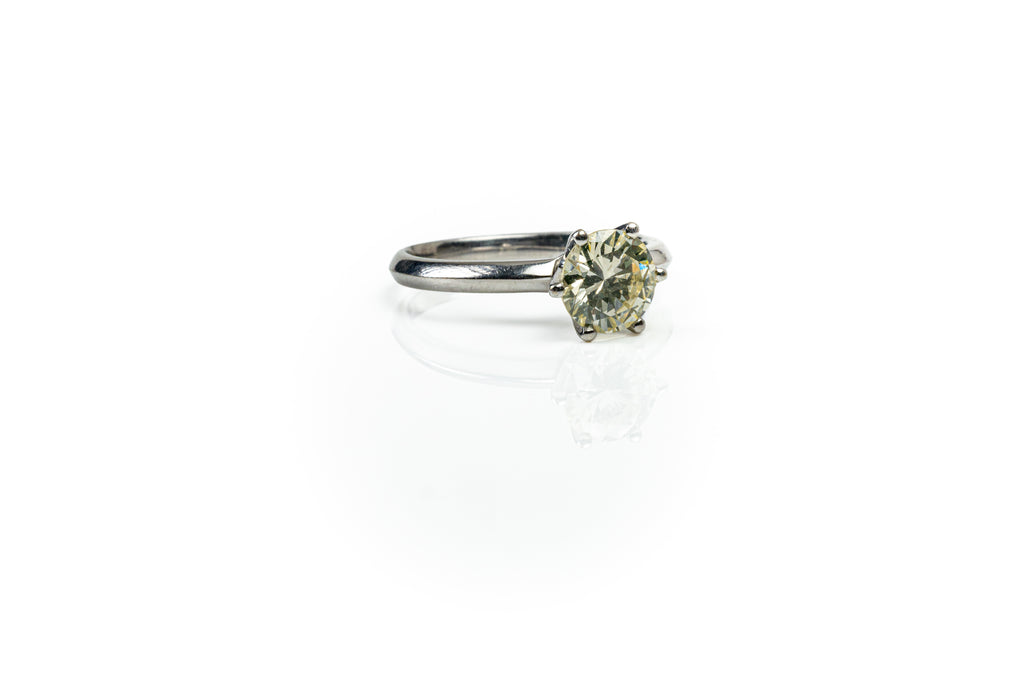 Anel Solitaire Ouro branco Diamante