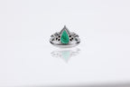 Anel Goutte Ouro Branco Esmeralda e Diamante