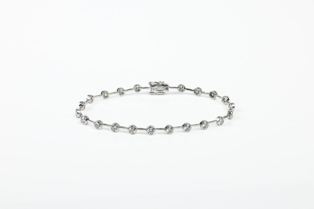 Pulseira Rivière Serti Clos Ouro Branco Diamentes