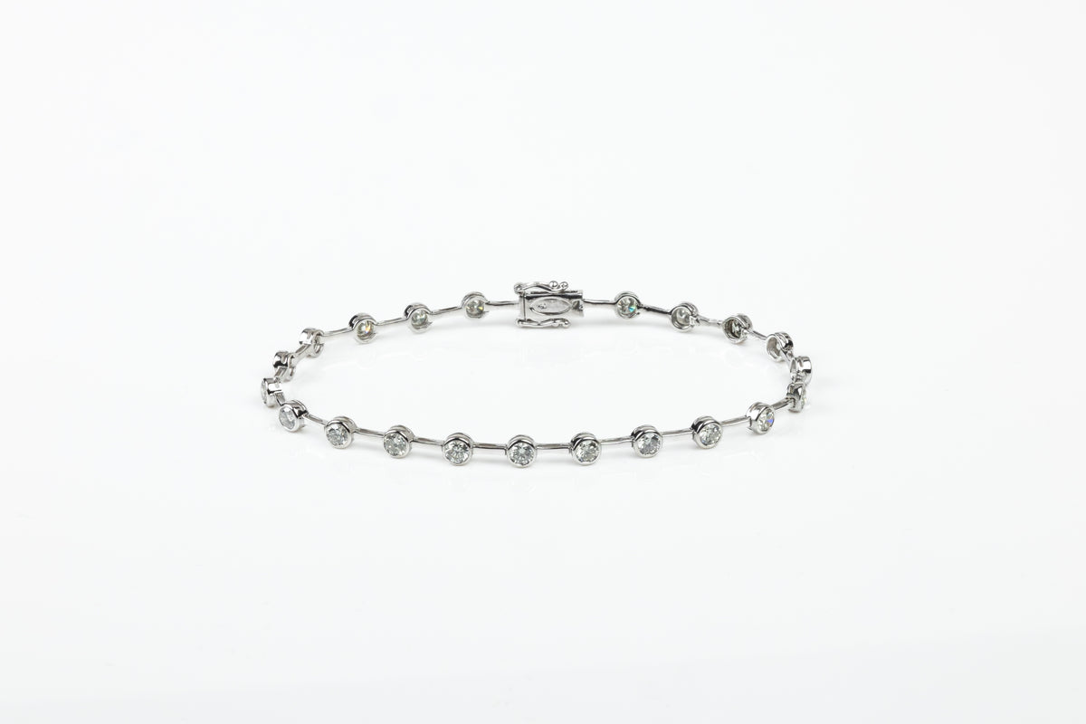 Pulseira Rivière Serti Clos Ouro Branco Diamentes