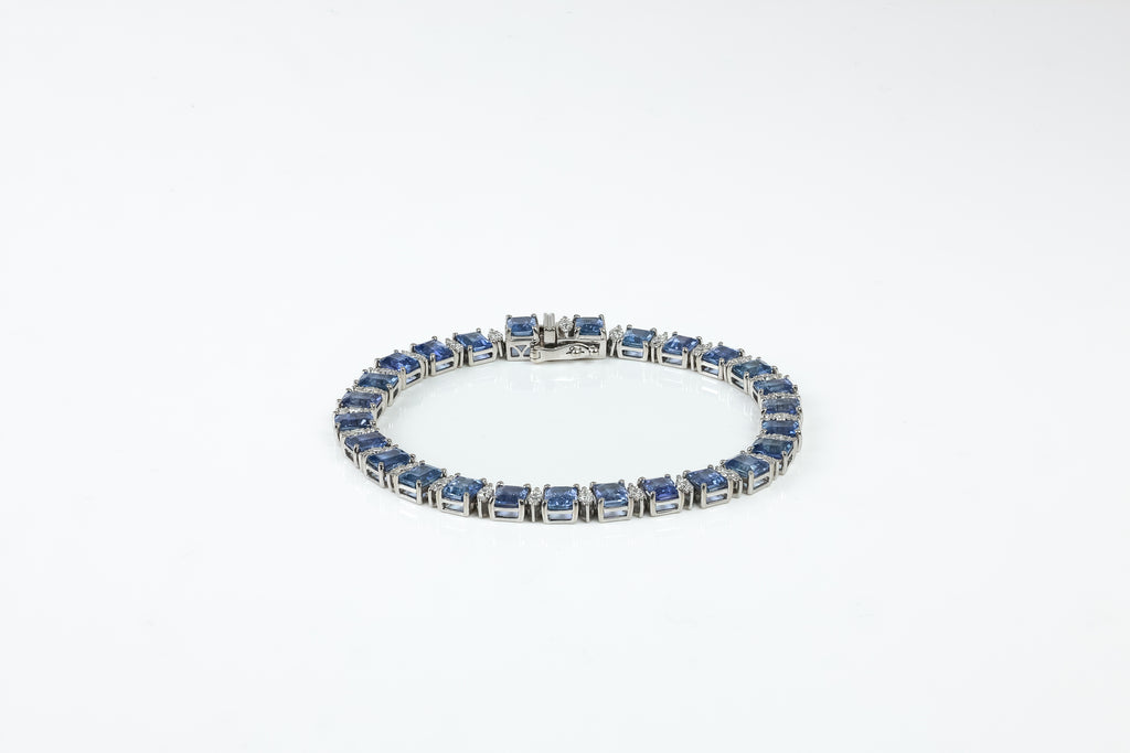 Pulseira Rivière Impériale Ouro Branco Safira