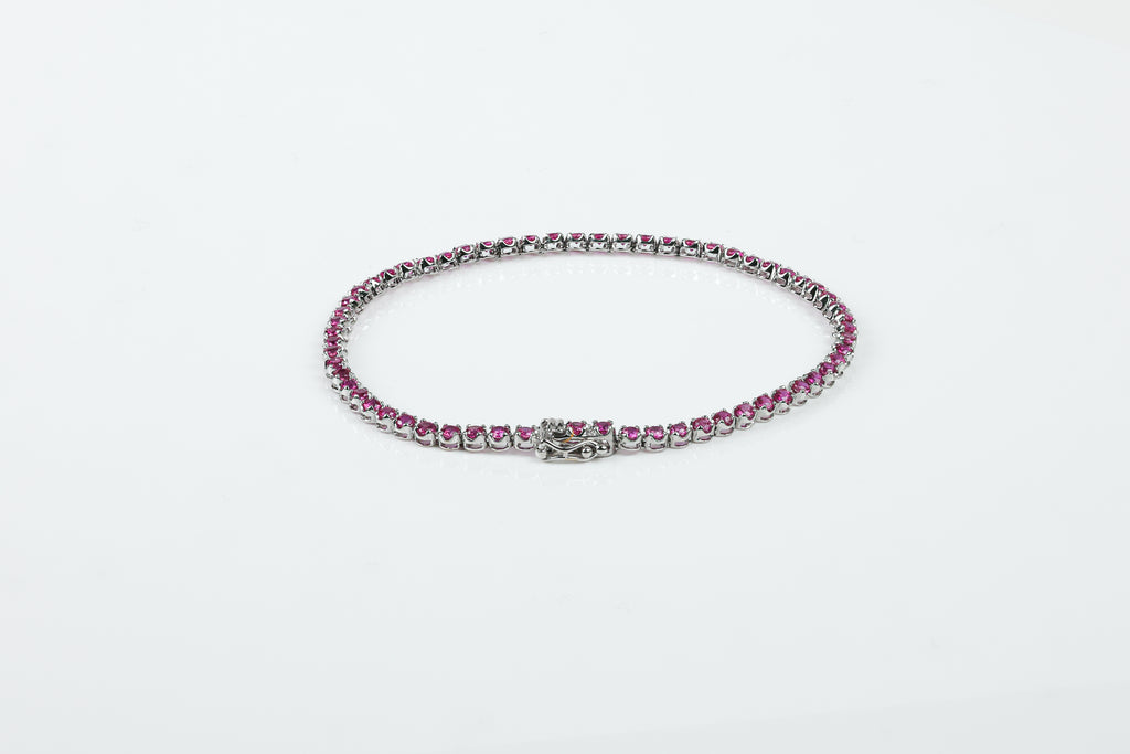 Pulseira Rivière Classique Ouro Branco Rubi