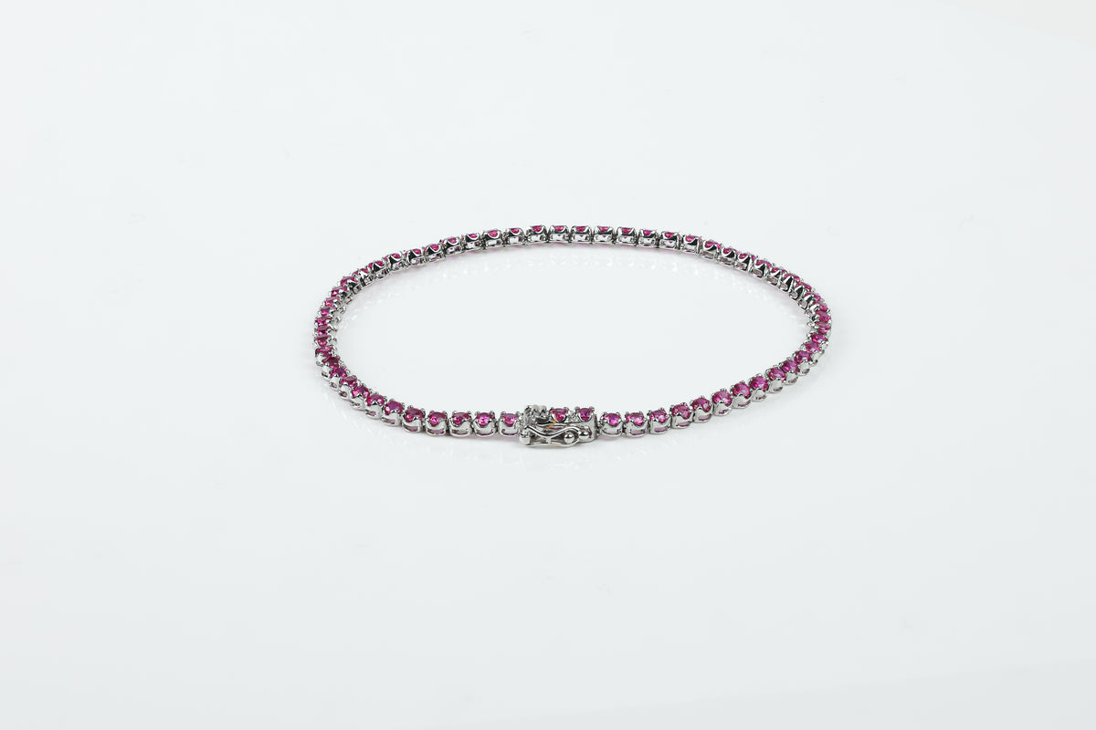 Pulseira Rivière Classique Ouro Branco Rubi
