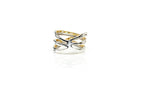 Anel Ruban Ouro Branco e Amarelo Diamantes