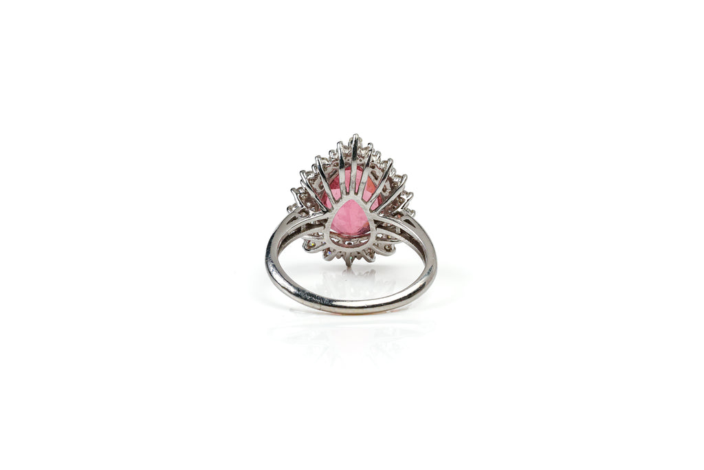 Anel Goutte Ouro Branco Tourmalina Rose