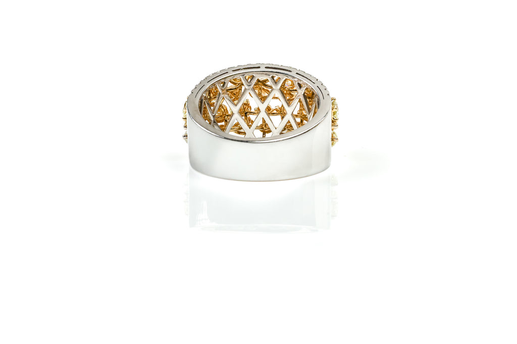 Anel Mosaïque Ouro Branco e Amarelo Diamantes