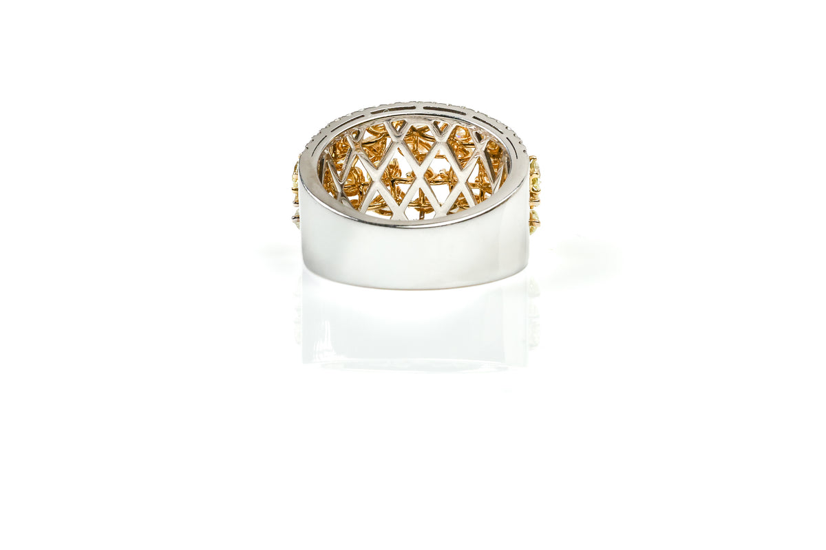 Anel Mosaïque Ouro Branco e Amarelo Diamantes
