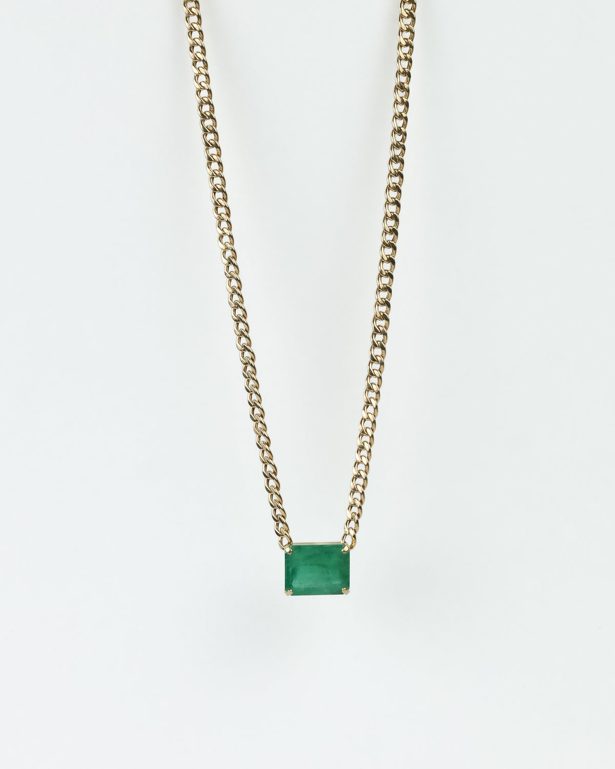 Colar Maillon Rectangle Ouro Amarelo Esmeralda