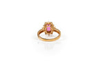 Anel Duplo Retangular Ouro Amarelo Tourmalina Rose