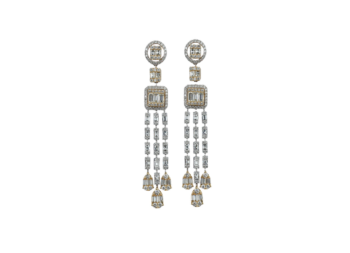 Brinco Mosaïque Ouro Branco e Amarelo Diamantes