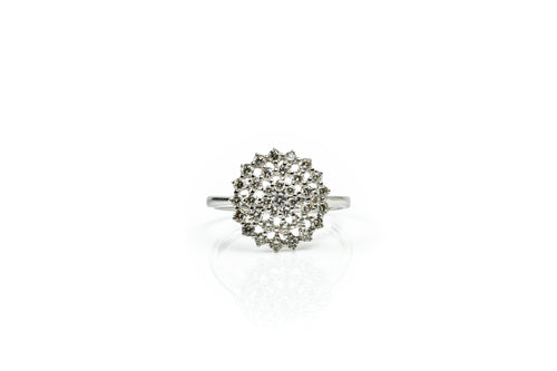 Anel Cluster Ouro Branco Diamantes