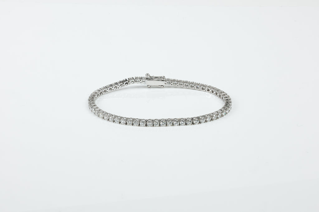 Pulseira Rivière 6 Ptos Ouro Branco Diamantes