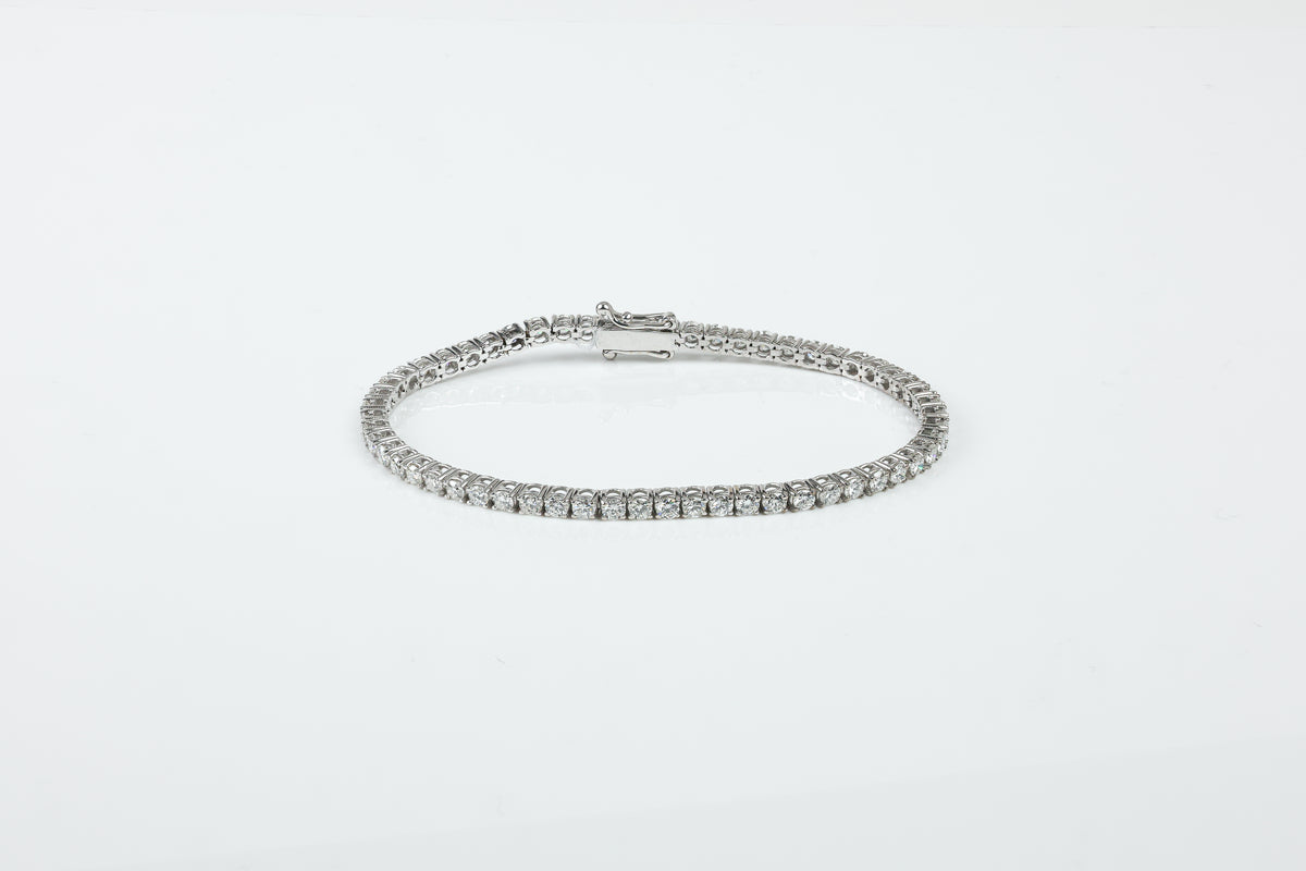 Pulseira Rivière 6 Ptos Ouro Branco Diamantes