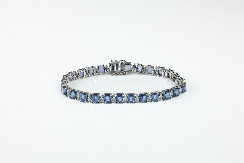 Pulseira Rivière Impériale Ouro Branco Safira