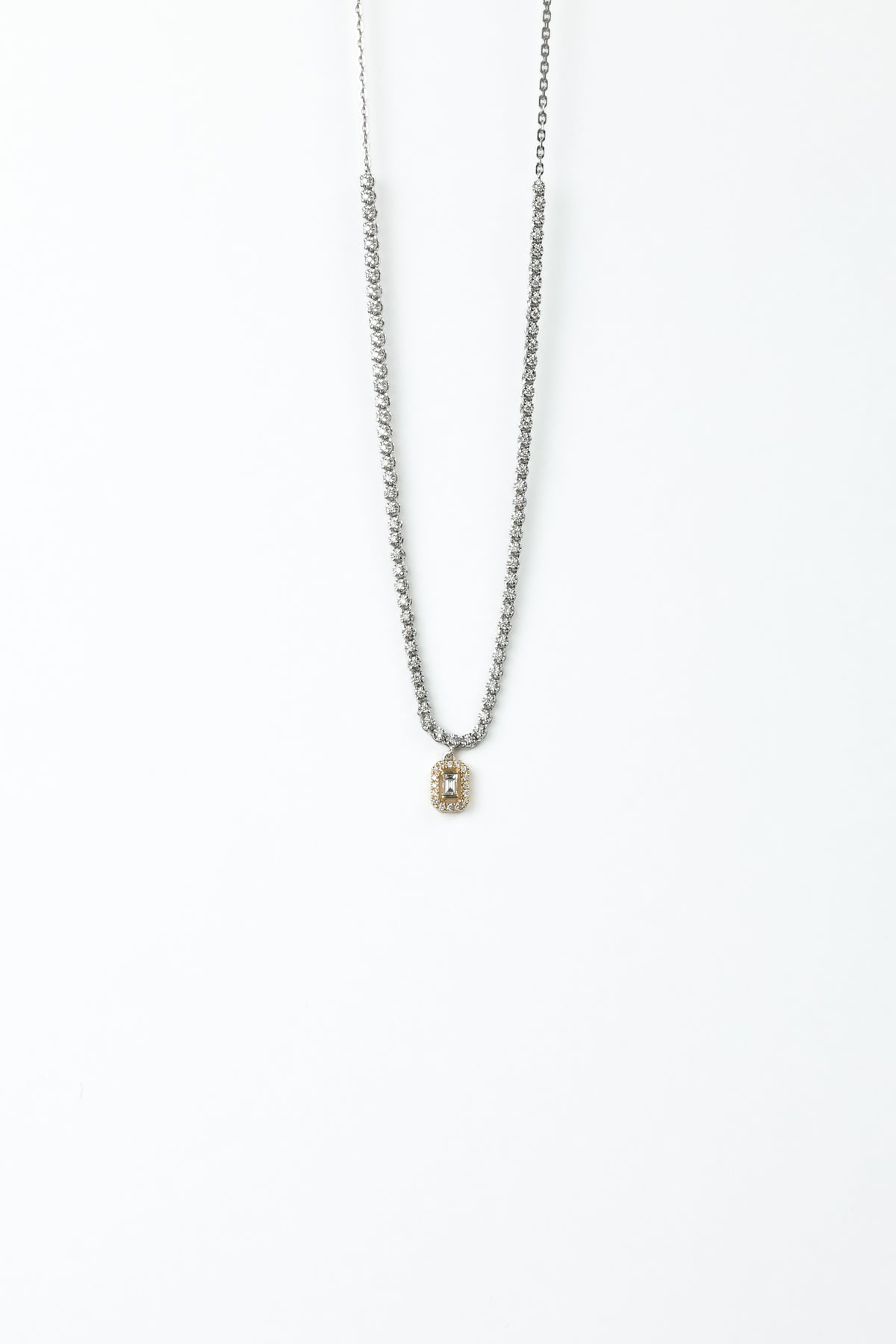 Colar Cadre Ouro Branco e Amarelo Diamantes