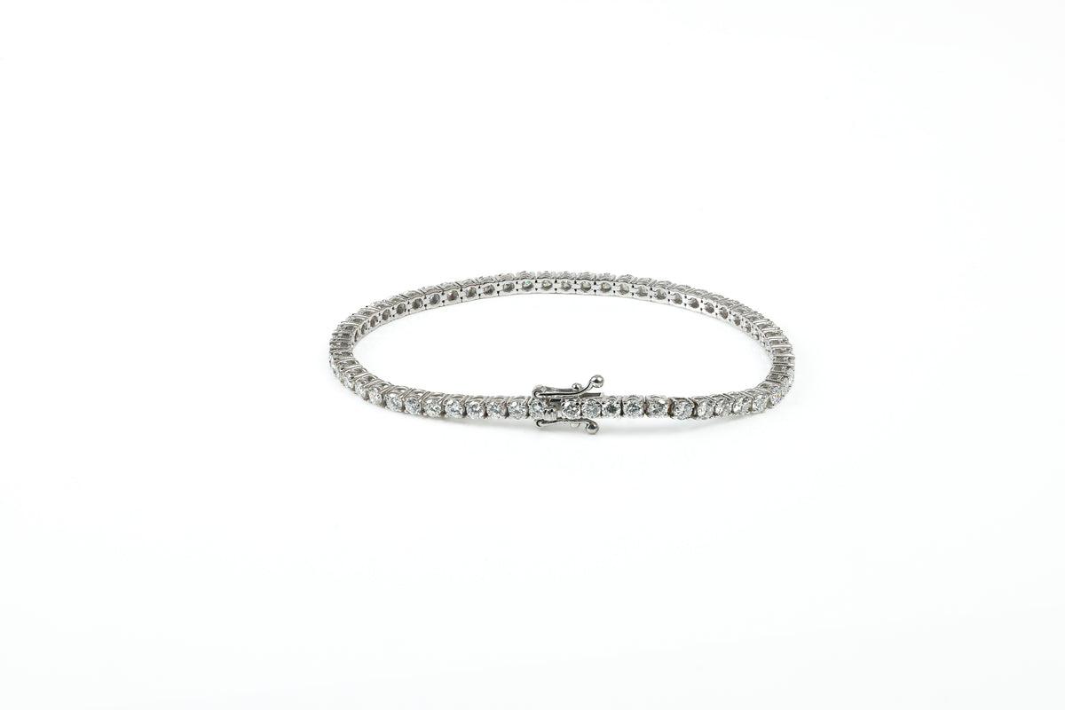 Pulseira Rivière 6 Ptos Ouro Branco Diamantes