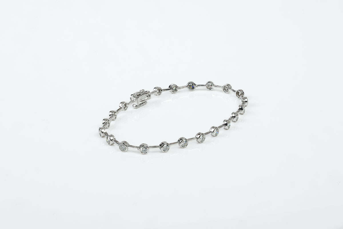 Pulseira Rivière Serti Clos Ouro Branco Diamentes