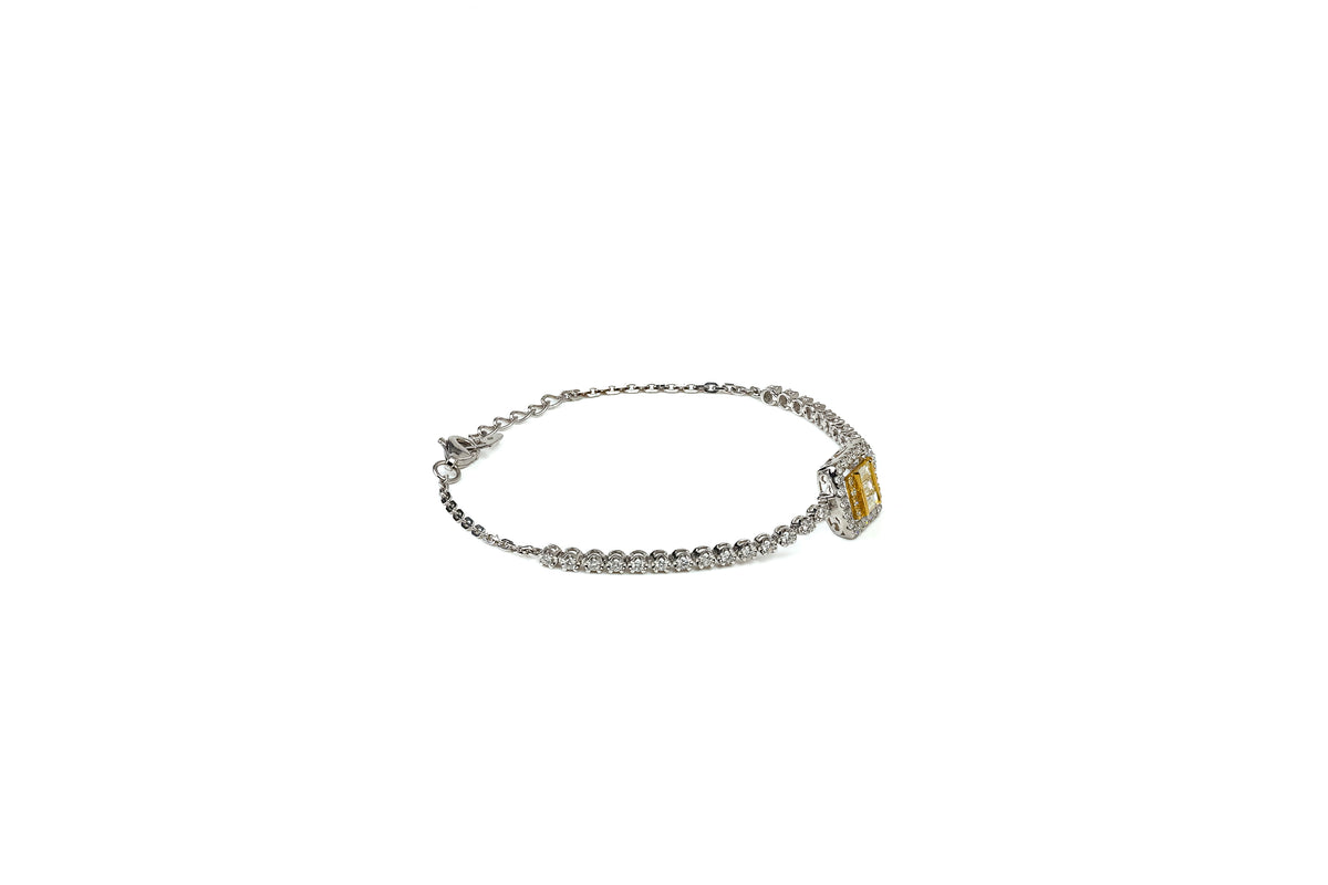 Pulseira Cadre Ouro Branco e Amarelo Diamantes