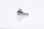 Anel Goutte Ouro Branco Esmeralda e Diamante