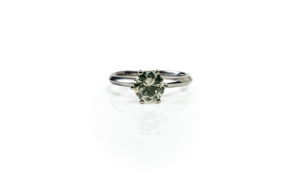 Anel Solitaire Ouro branco Diamante
