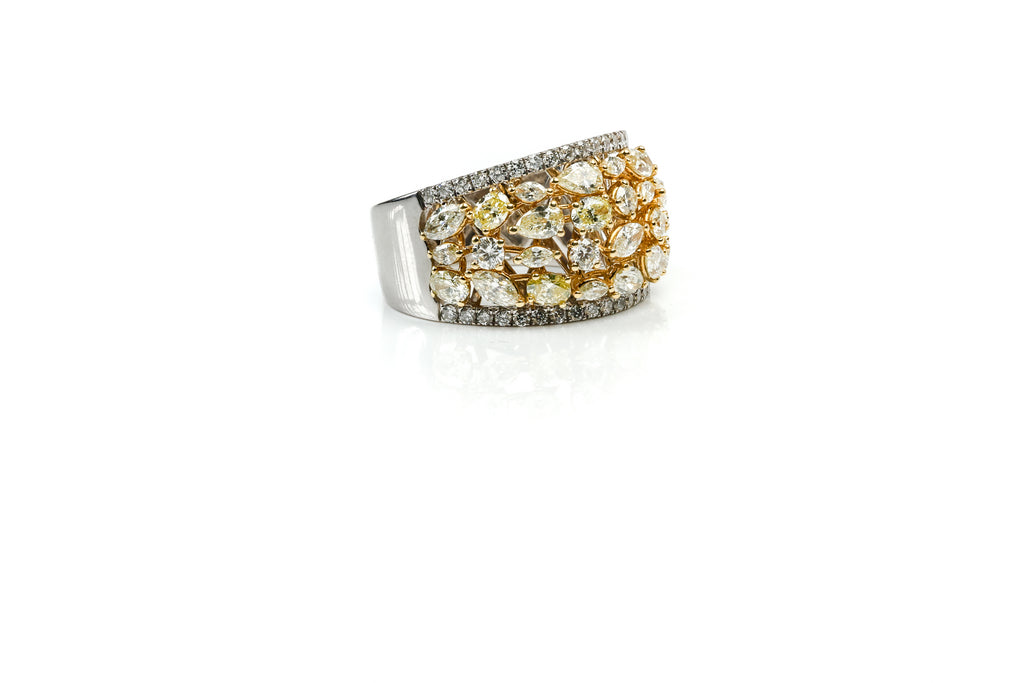 Anel Mosaïque Ouro Branco e Amarelo Diamantes