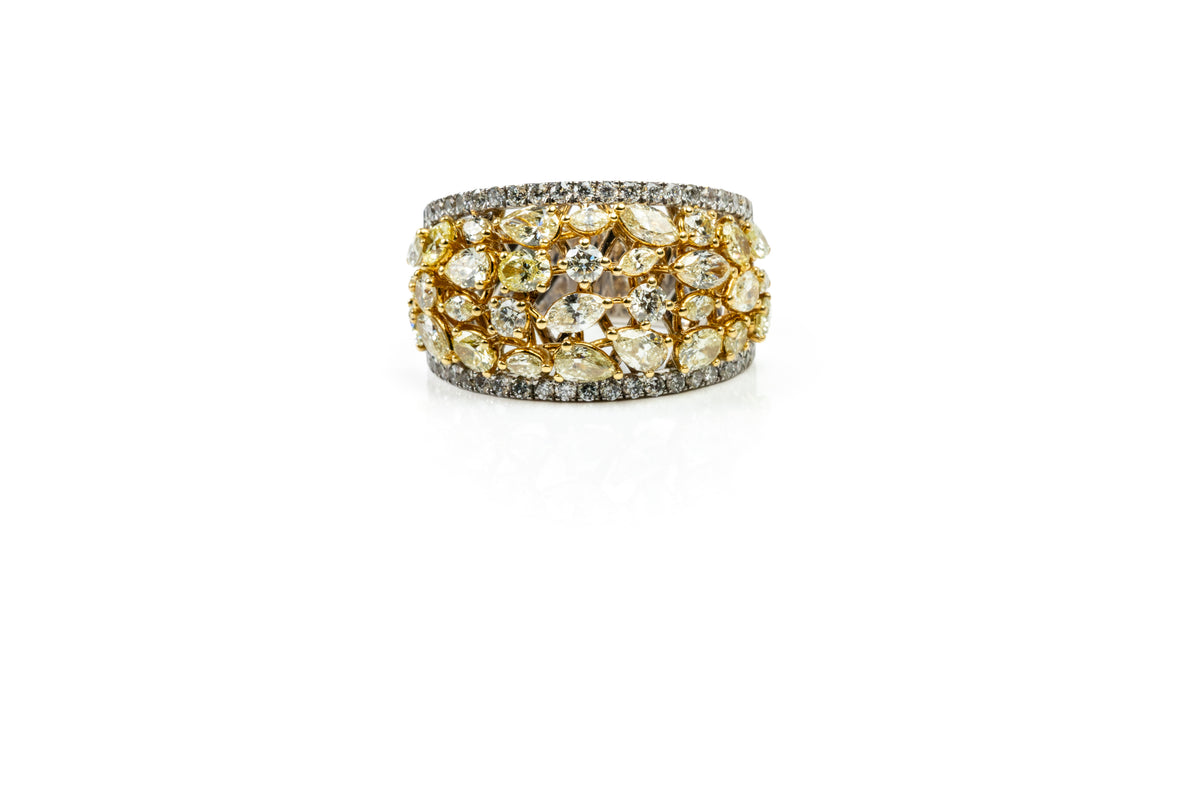 Anel Mosaïque Ouro Branco e Amarelo Diamantes