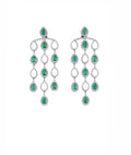Brinco Cascade Goutte Ouro Branco Esmeralda