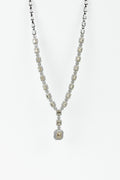 Colar Halo Retangular Ouro Branco e Amarelo Diamantes