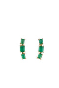 Brinco Ear Cuff Trio Ouro Amarelo Esmeralda