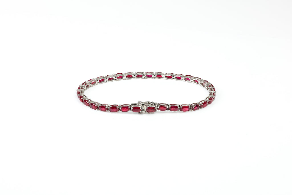 Pulseira Rivière Oval Ouro Branco Rubi