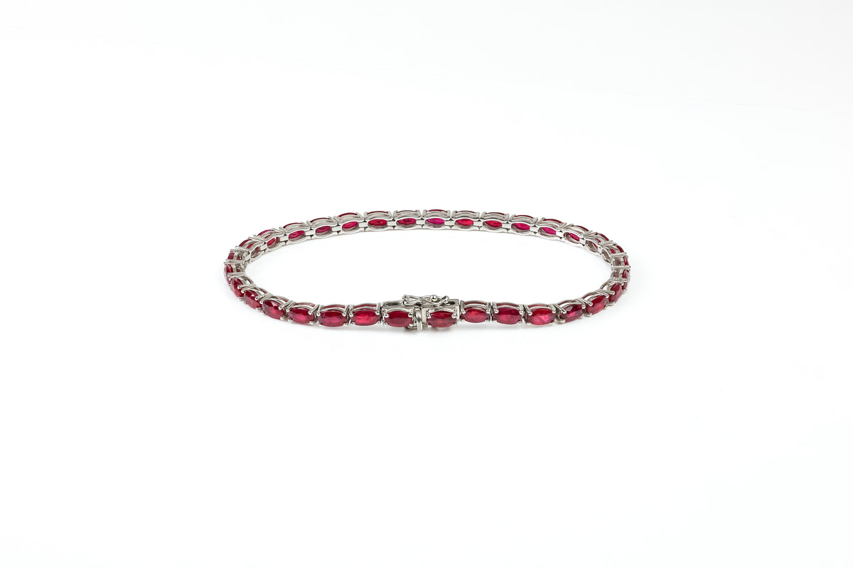 Pulseira Rivière Oval Ouro Branco Rubi