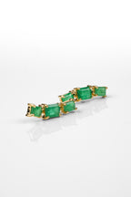 Brinco Ear Cuff Trio Ouro Amarelo Esmeralda